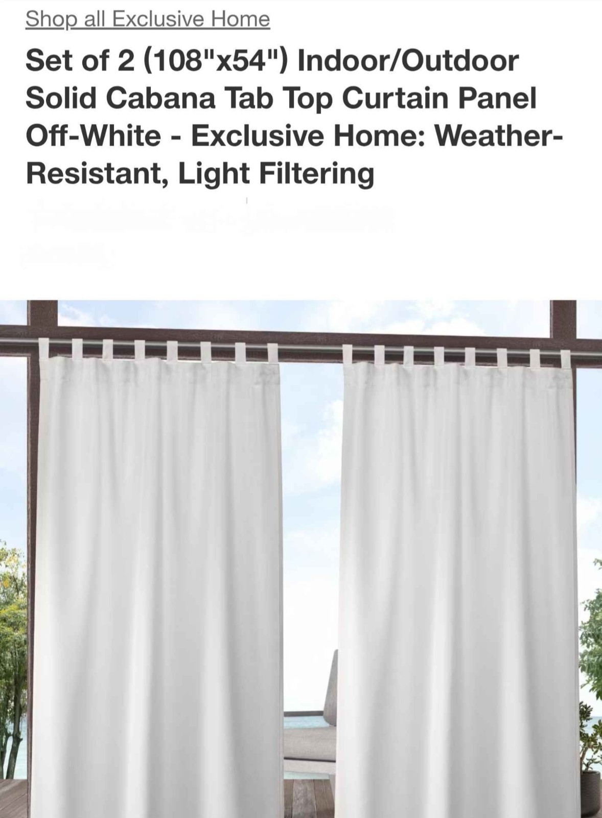 Cabana white Curtain 2 Panel per pack, I have 4 pack = 8 panel (108″x54″)…