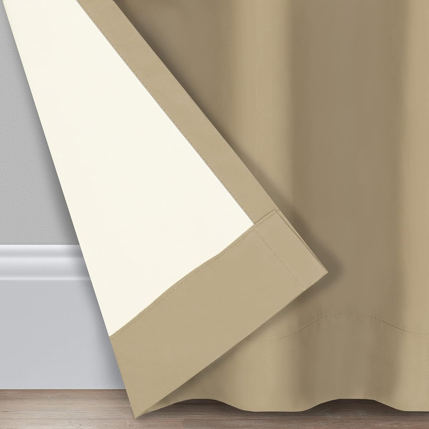 ECLIPSE (2 PACK) MICROFIBER BLACKOUT THERMAL GROMMET CURTAIN PANEL, BEIGE 42X84