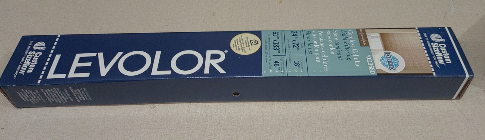 Levolor 24″ X 72″ Toffee Light Filtering Cordless Cellular Shade NIB