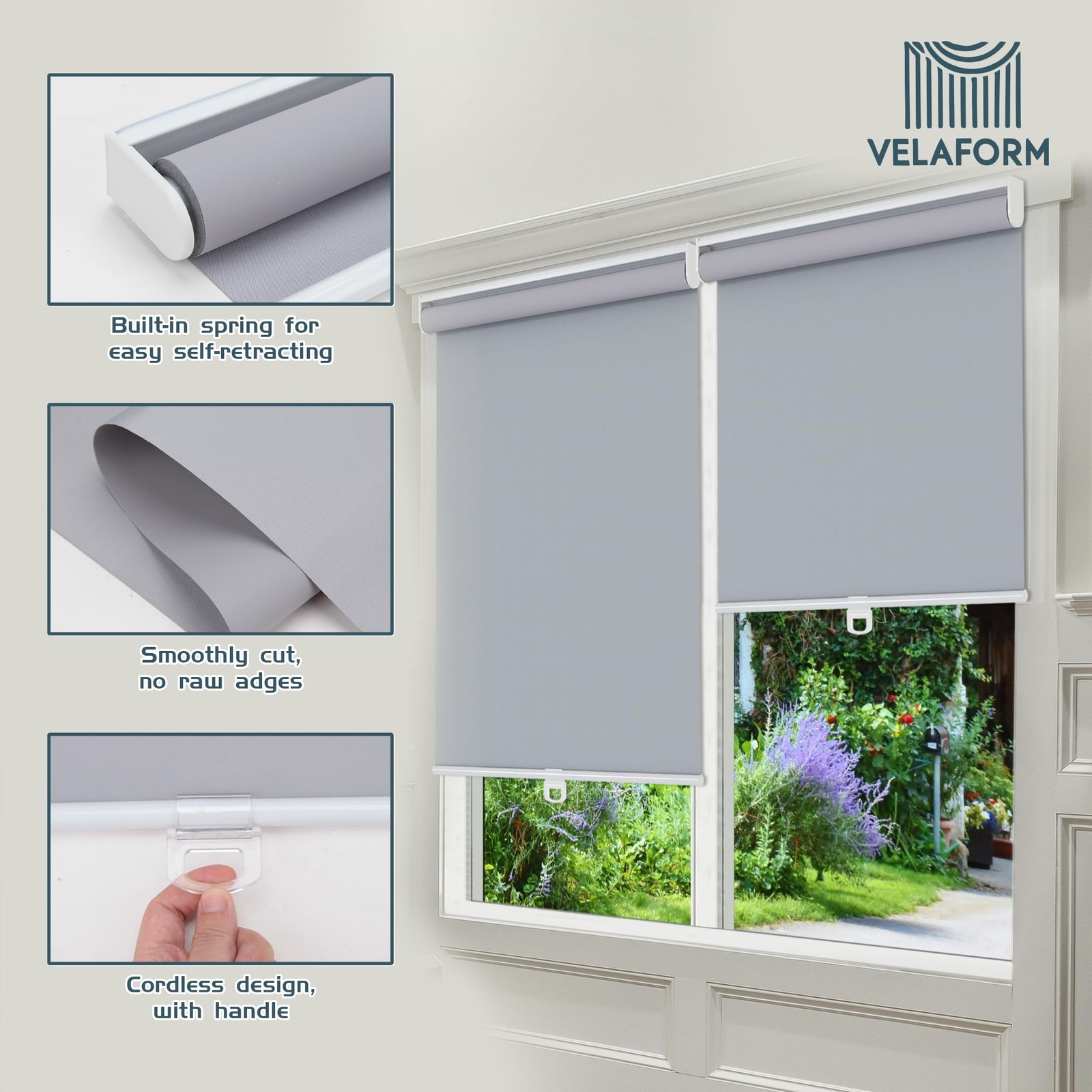Cordless Roller Shades – Blackout Blinds with UV Protection, Room Darkening f…