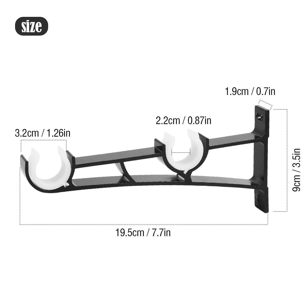Aluminum Alloy Double Curtain Rod Brackets Window Wall Holders for Drapery 2X