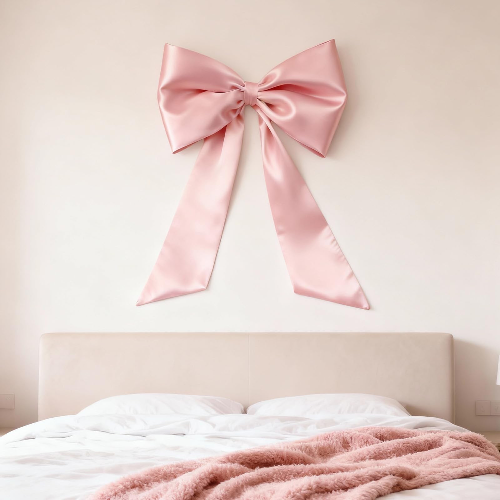 24×36 Inch Large Pink Bow Coquette Wall Decor Giant Ribbon Hanging Party