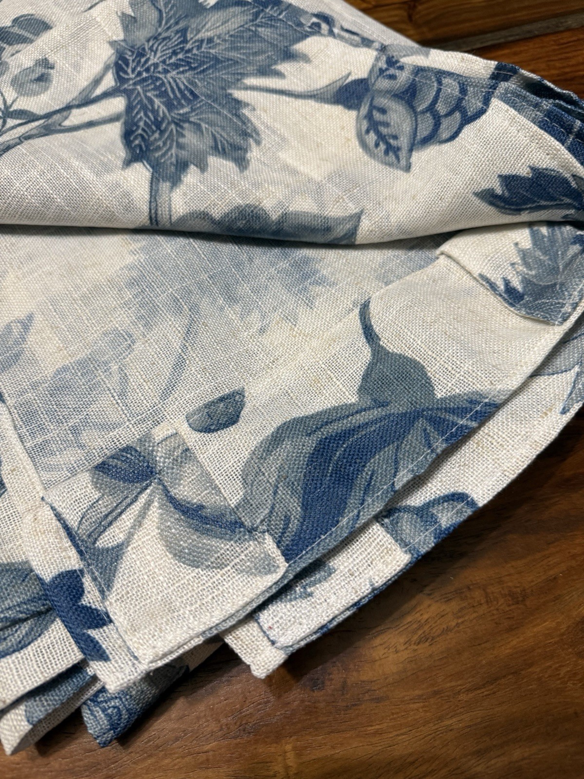 Callisto Home Linen Blue Floral Window Curtains Panels 38 X 96” Set Pair Drapes