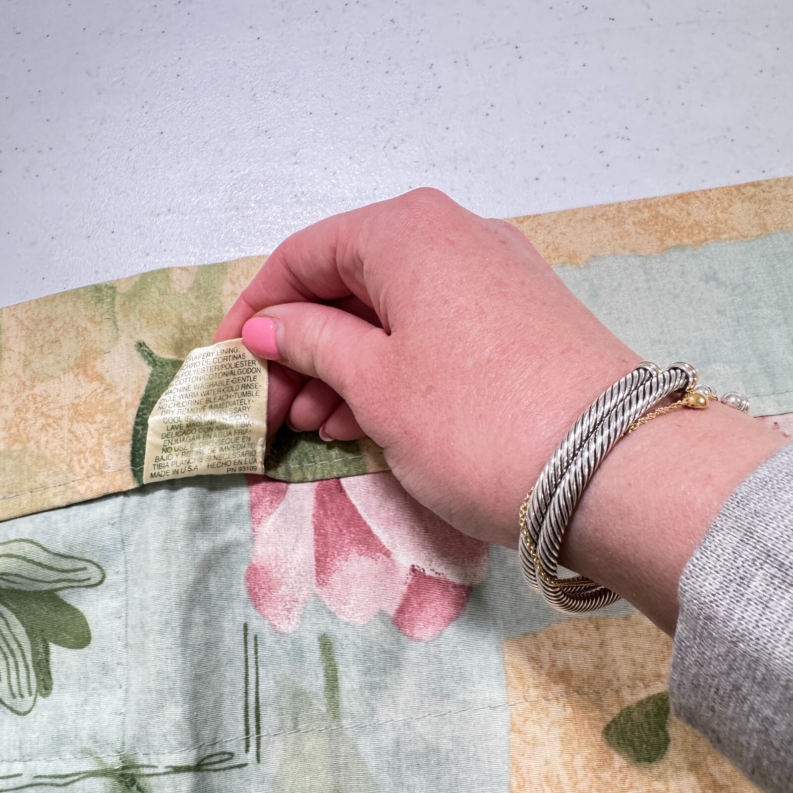 vintage croscill valance curtain green floral plants blend 17×87 usa y2k 90s