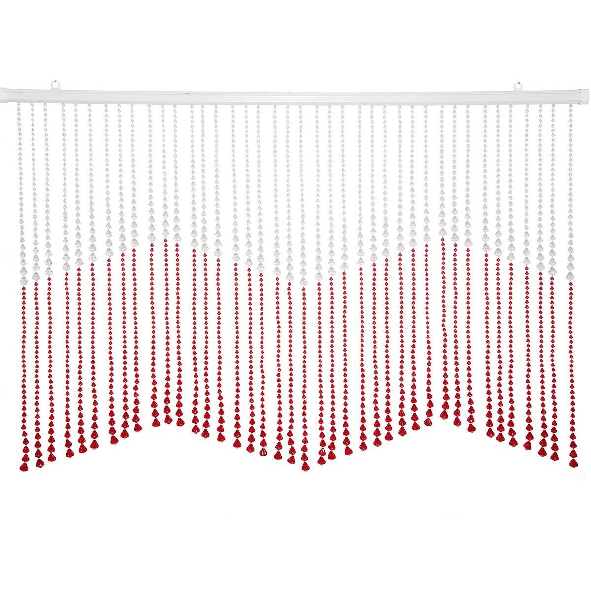 Beautiful Acrylic Beaded Valance Curtain Window Door Room Divider – Red Teardrop