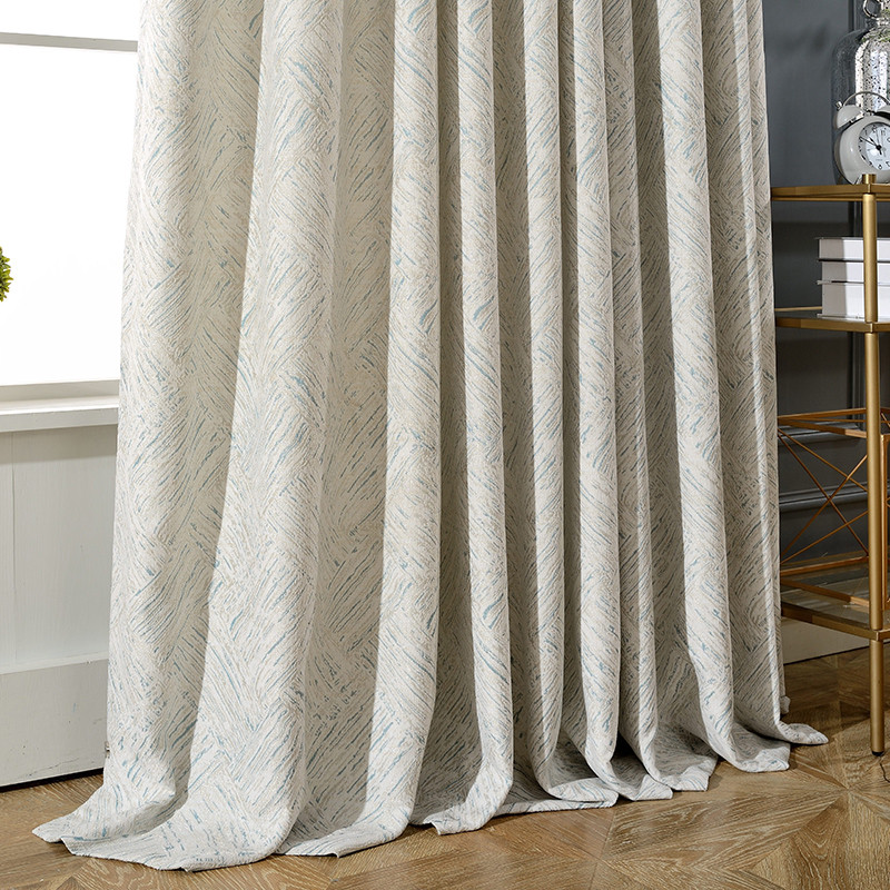 Nordic minimalist chenille thick shade white line cloth blackout curtain M141*