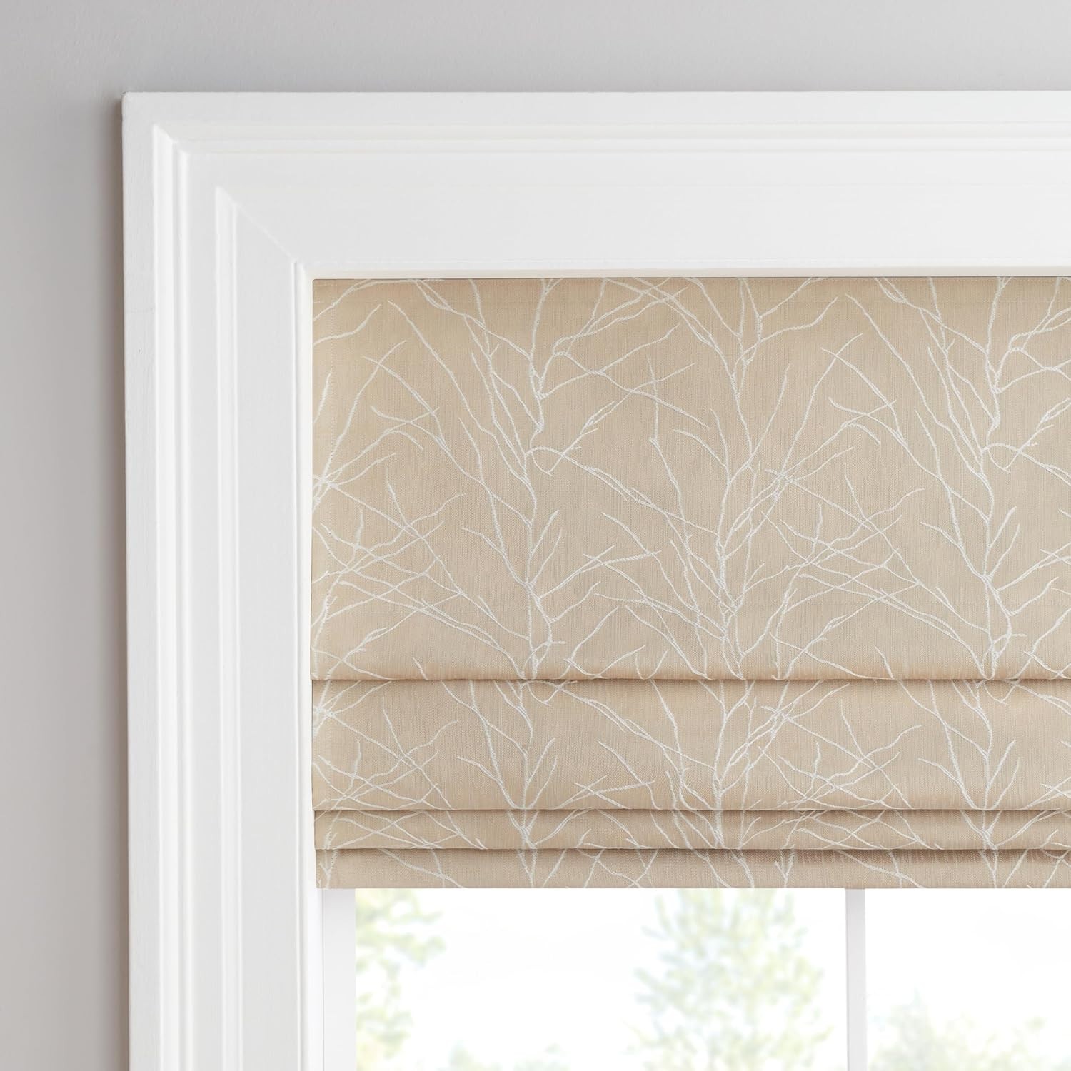 Eclipse Branches Roman Shade for Windows Cordless 100% Blackout Shade 31″ x 64″