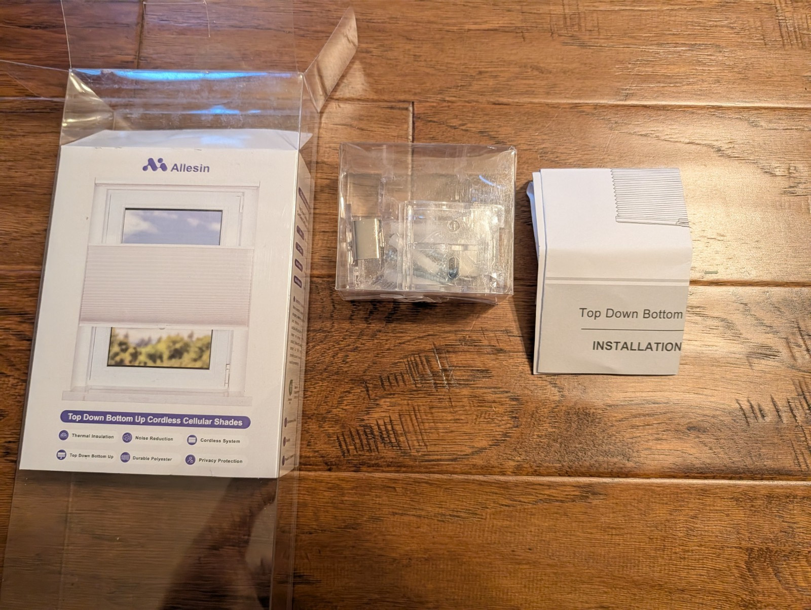 Allesin Top Down Bottom Up TDBU Cellular Shades White Blackout Blinds 29×72