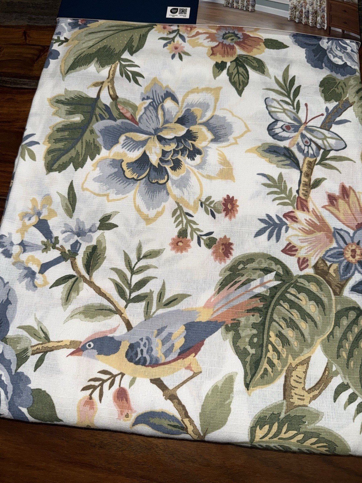 NWT Curated Kravet 2 pc Window Curtains Jacobean Floral Birds Cotton 50″ x 84″