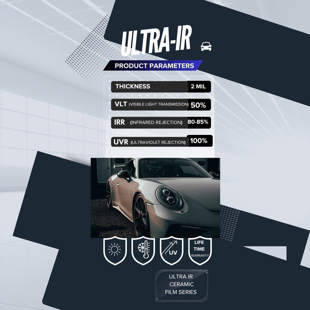 Ceramic Window Film Ultra IR Series 2Mil Heat & UV Protection,99.9%UVR,80-85%IRR