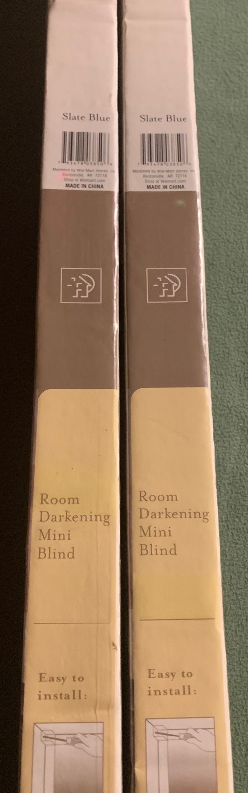 Lot of 2 NEW Home Trends Slate Blue Room Darkening Vinyl Mini Blinds 36″ x 64″