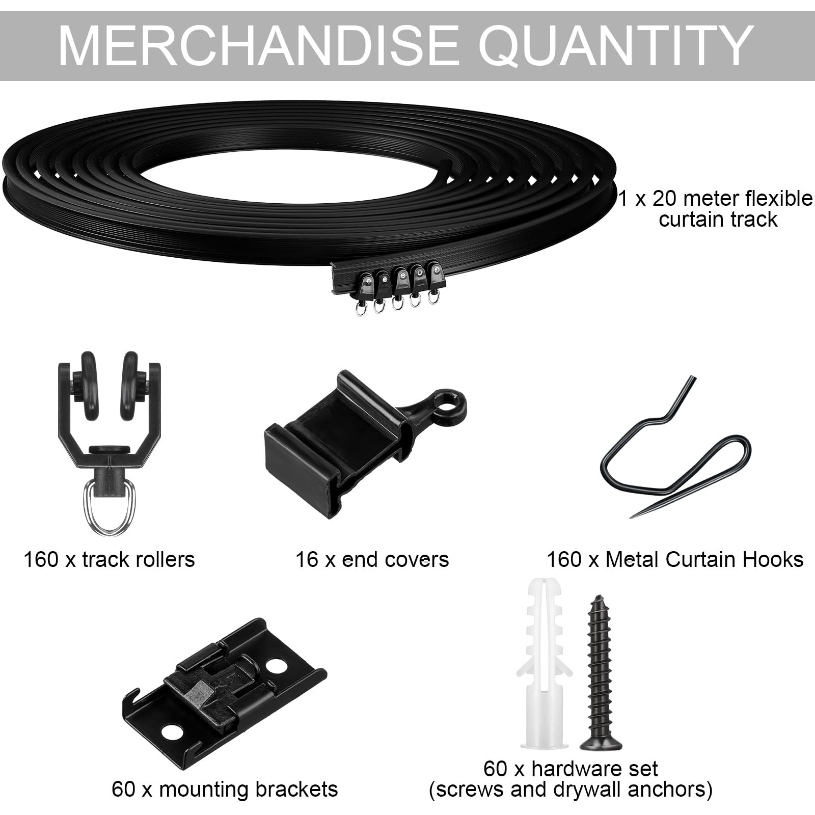 Jetec Curtain Tracks Ceiling Flexible Curtain Track Bendable Rail Curved Wall