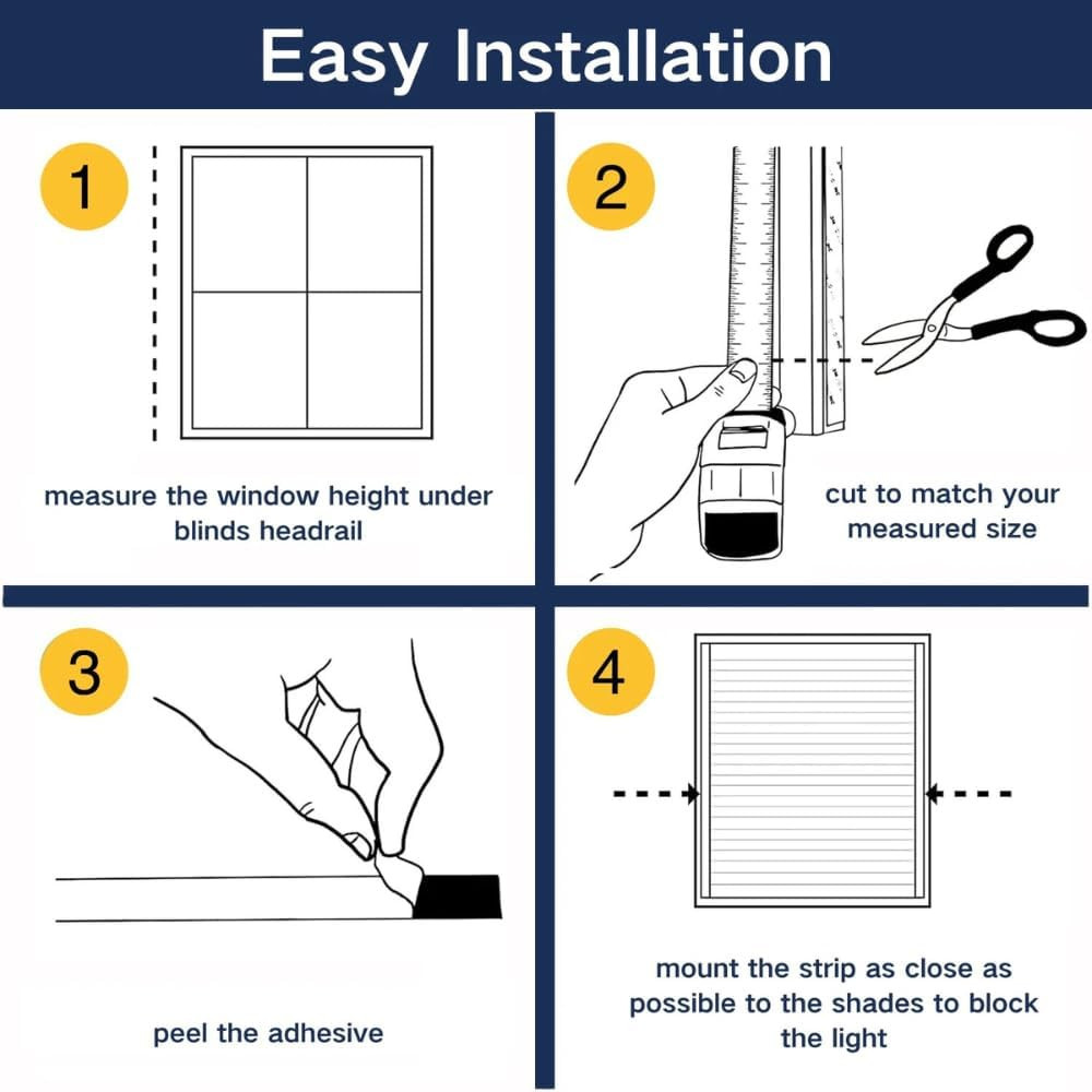 Flexible Blackout Light Blocking Strips for Blinds & Shades – 118″ 2PCS