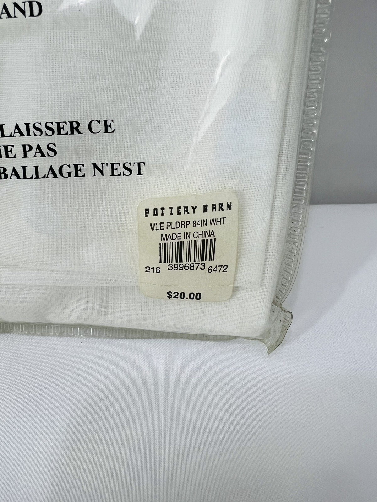 POTTERY BARN Single Solid Voile Drape Curtain Pole Pocket 44×84” New White