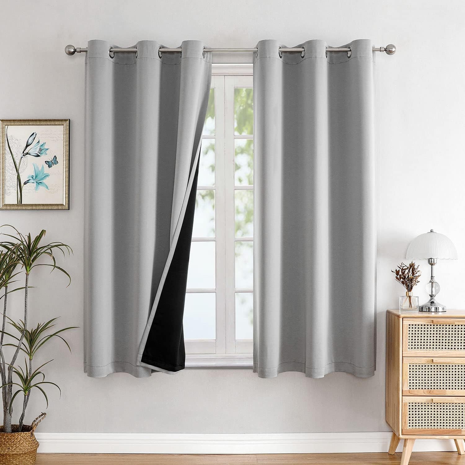 100% Blackout Curtains for Bedroom with Black Liner, 2 Thick Layers blackout