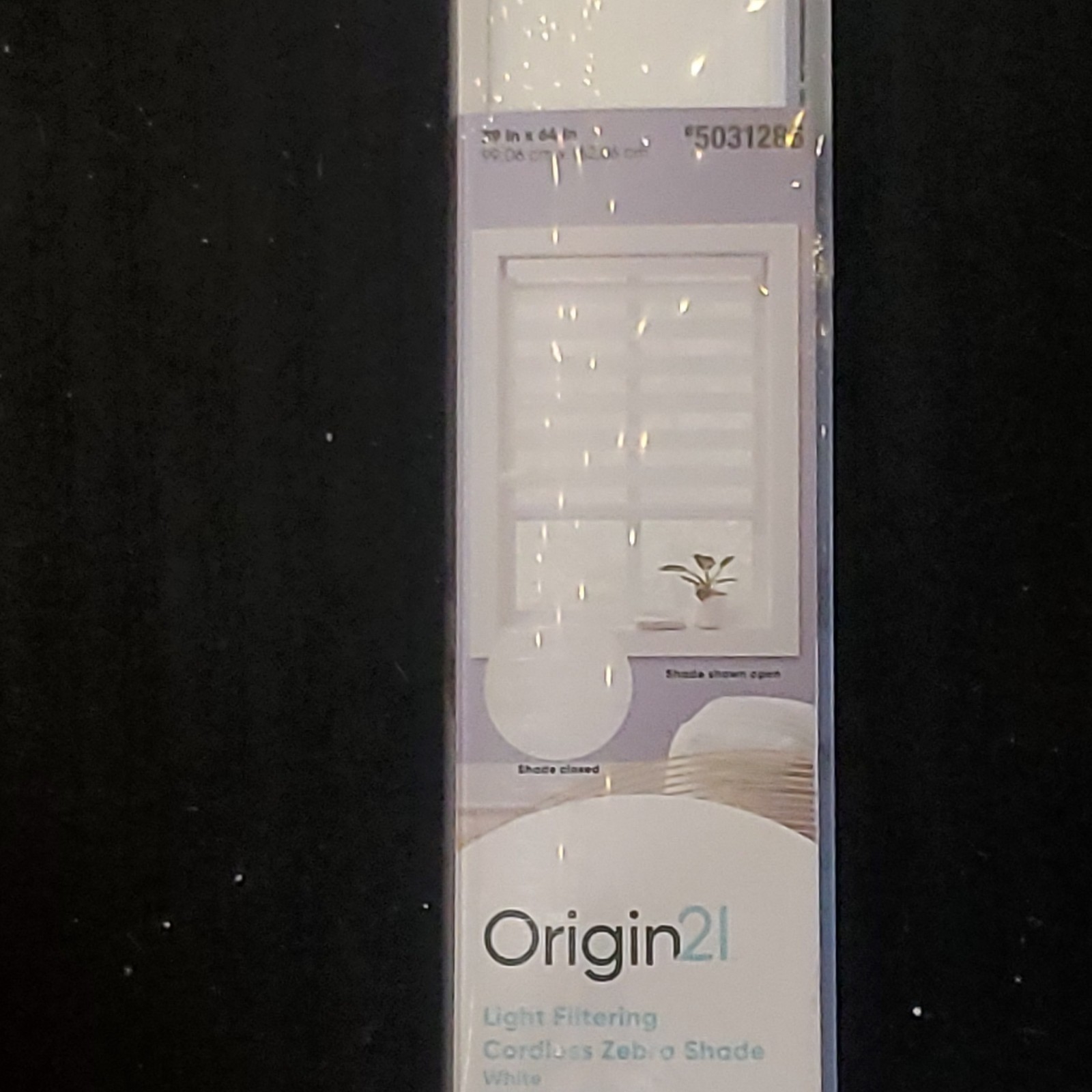 Origin21 Cordless Light Filtering Zebra Shade White 39 x 64 in MPN 5031286
