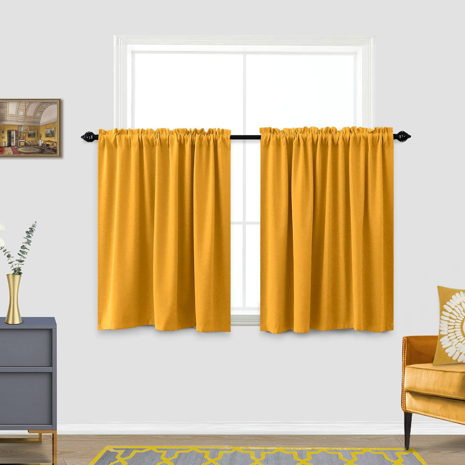 30 Inch Long Curtains for Small Windows Blackout Thermal Insulating Short Windo