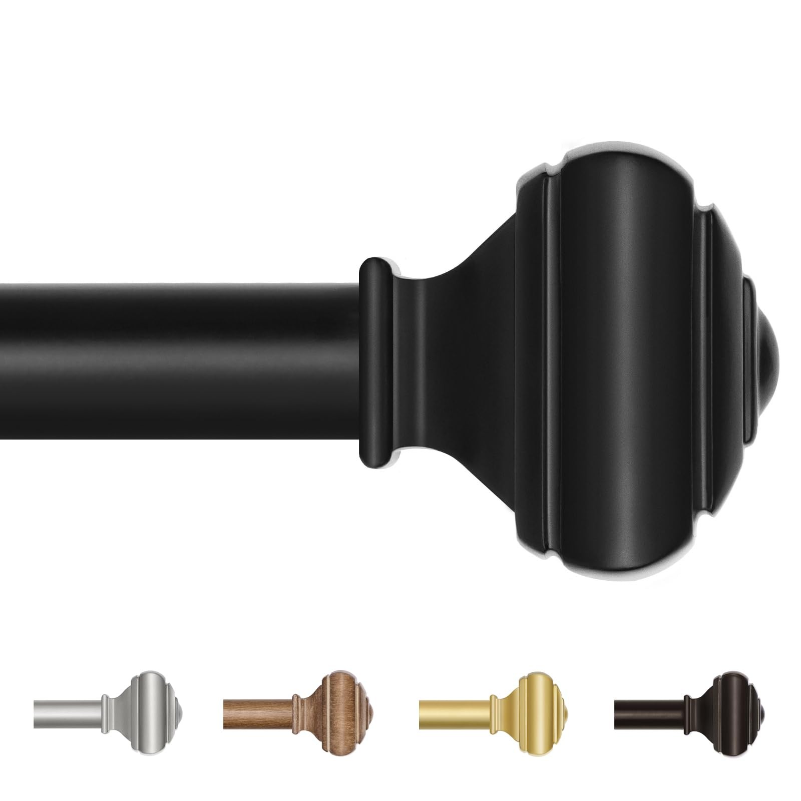 USFOOK Black Curtain Rod 32 to 58 Inch(2.6 4.8 ft) with 32-58″,