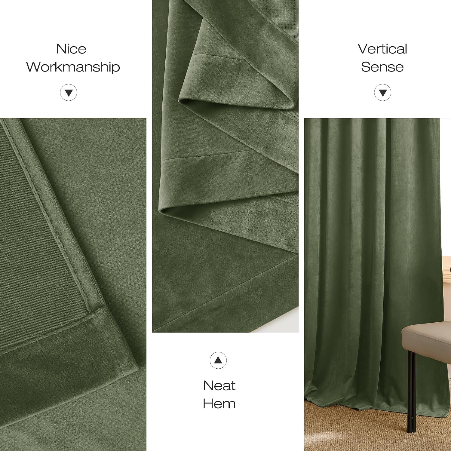 Sage Green Velvet Backdrop Curtains 144 Inches Long 2 Panels, Wall Curtains, Ele