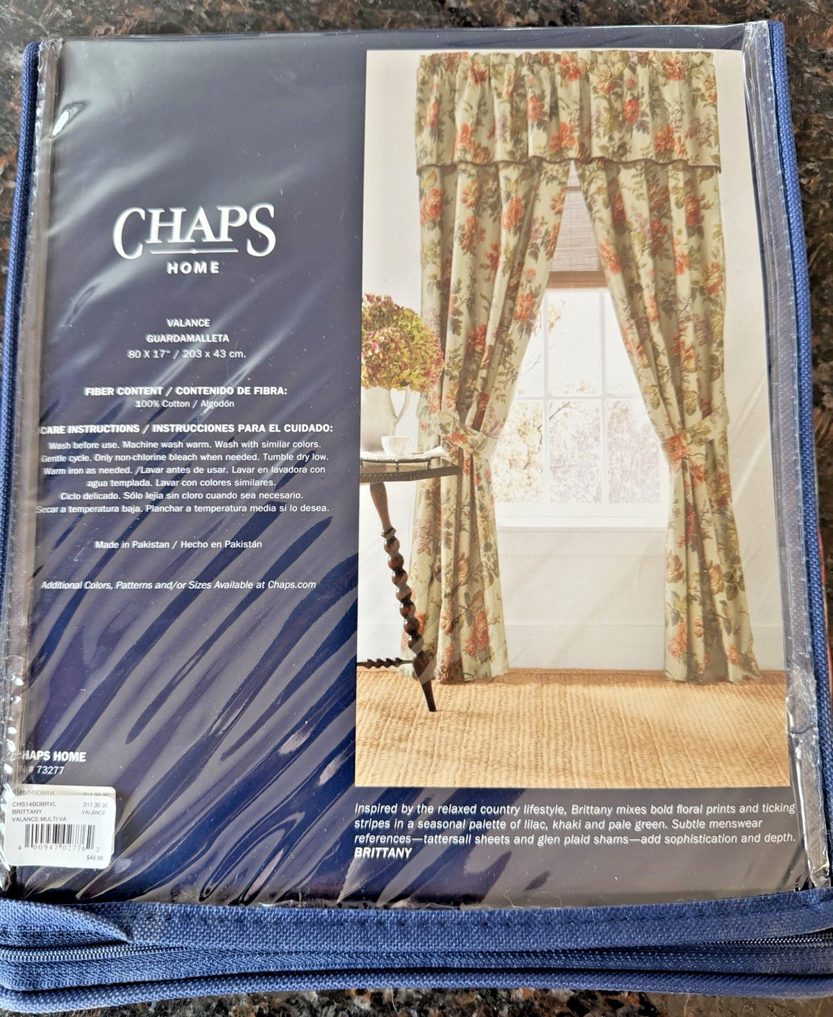 Chaps Home 73277 Brittany Window Valance 80″ x 17″ Country Floral New