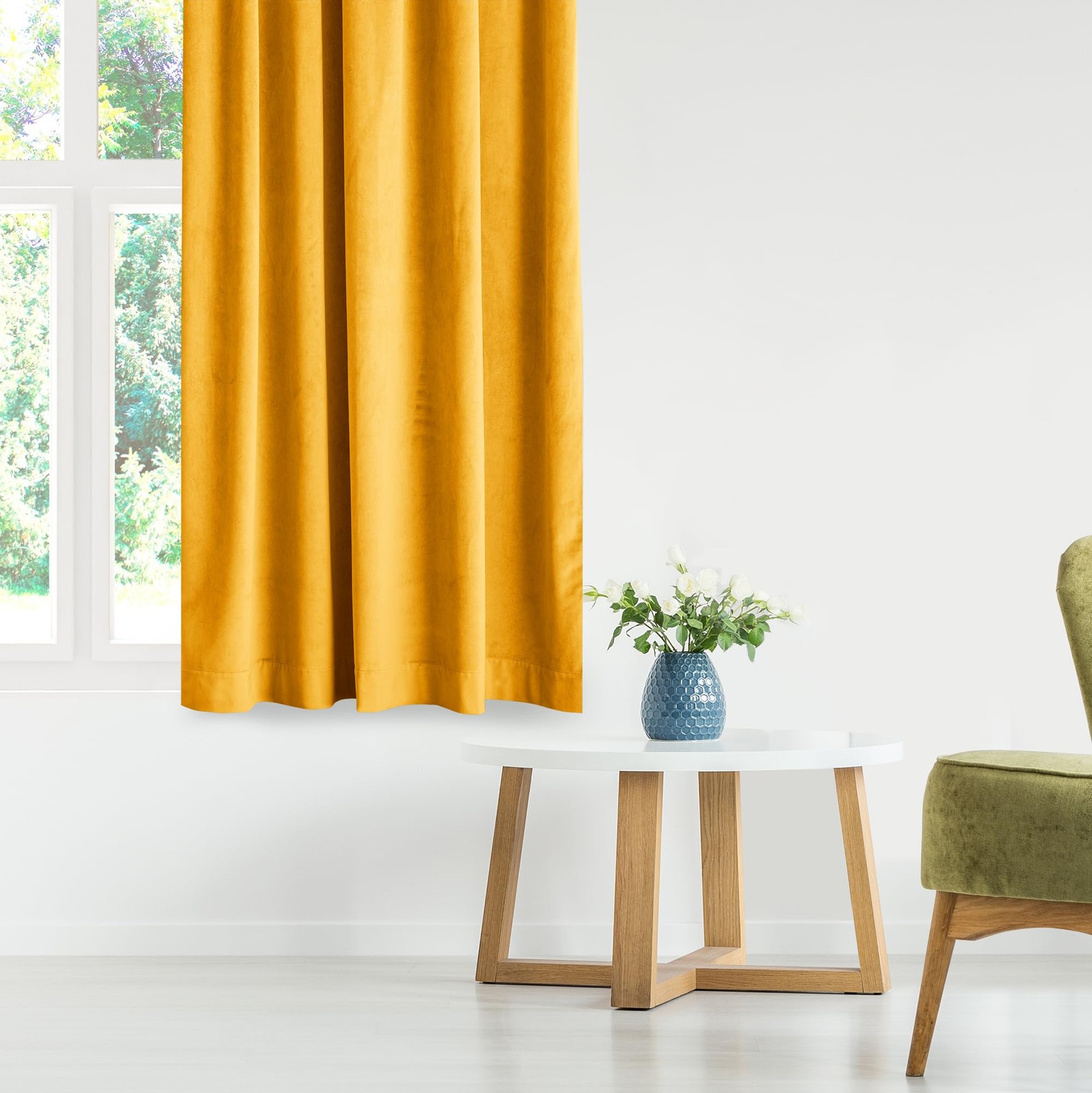 Restilo Set Curtain H 270 x W 140 cm with Tie Backs 54 x 10 cm Velvet Effect S…