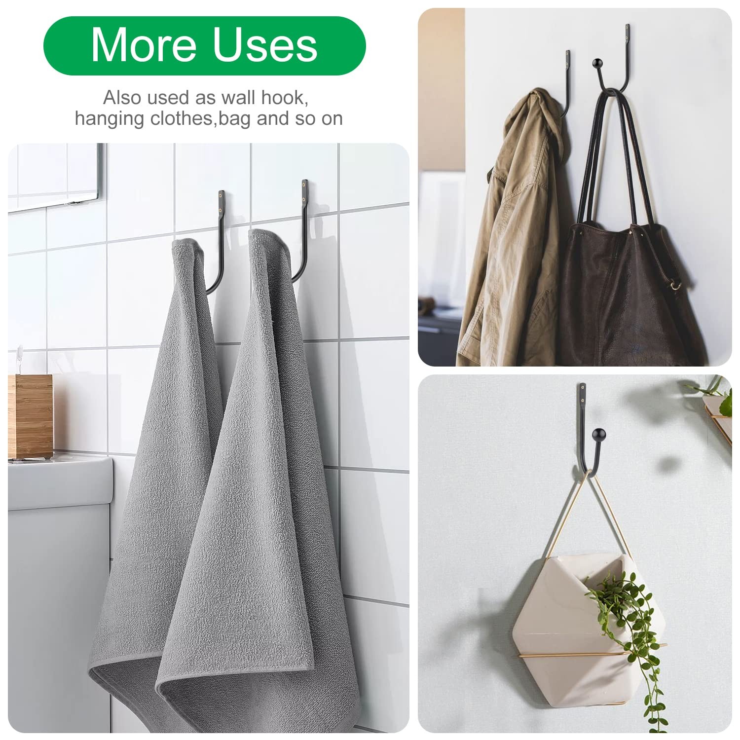 Curtain Holdbacks, 4pcs Curtains Holder Wall Mounted Large, 4pcs-black
