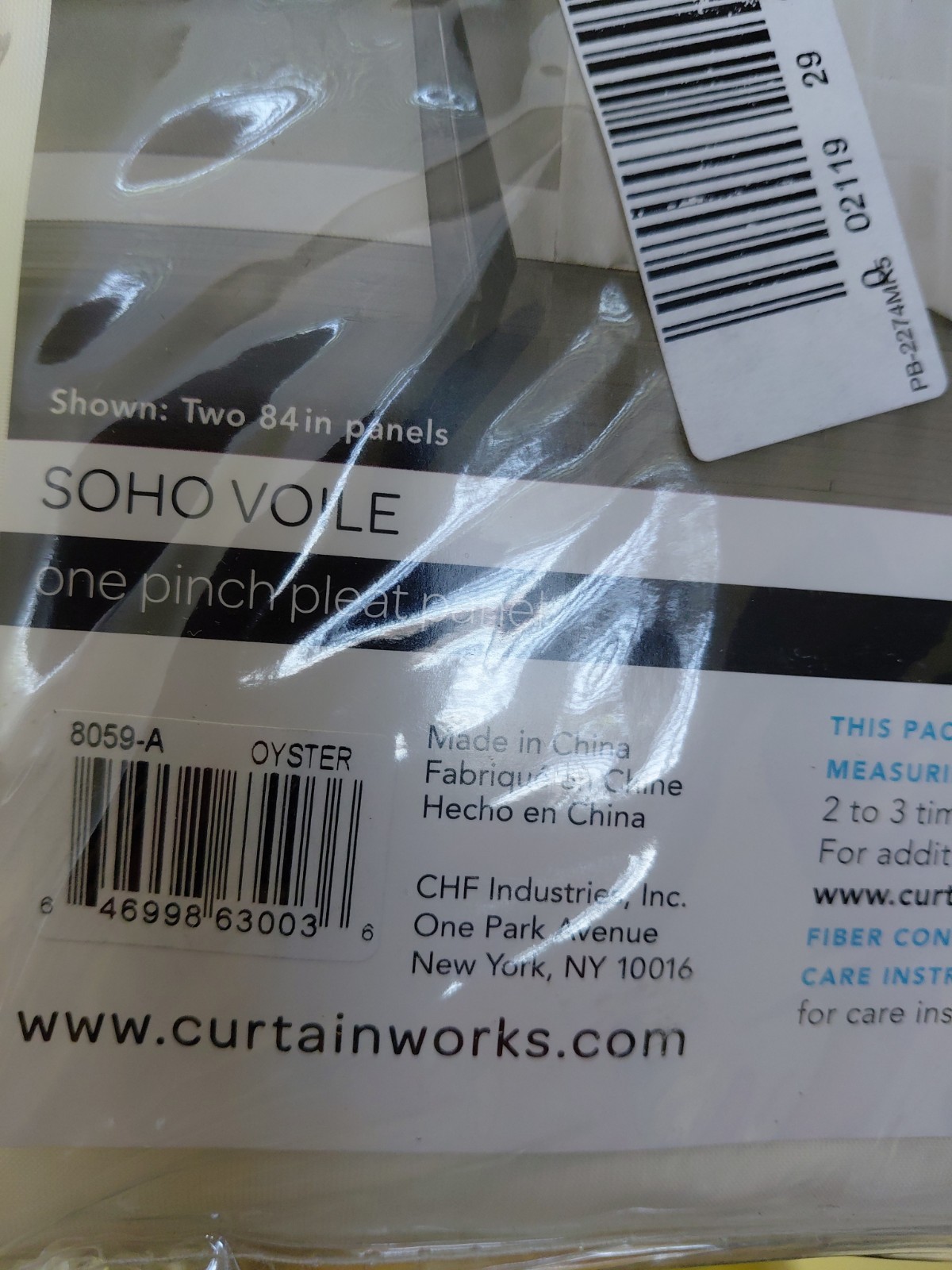 Curtainworks Soho Voile One Pinch Pleat Panel Curtain 29in W x 95in L Ivory