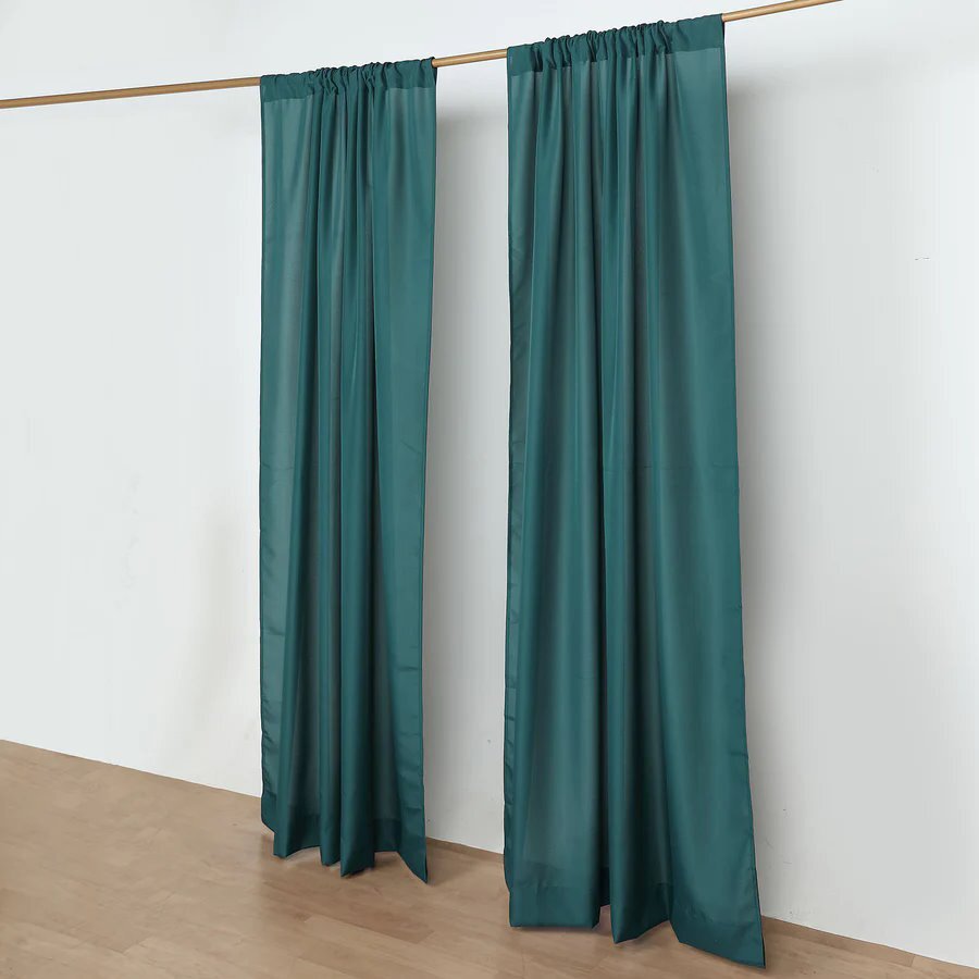 TEAL 2 Drapery Panels 8 ft Polyester Backdrop CURTAINS Rod Pockets Party Events