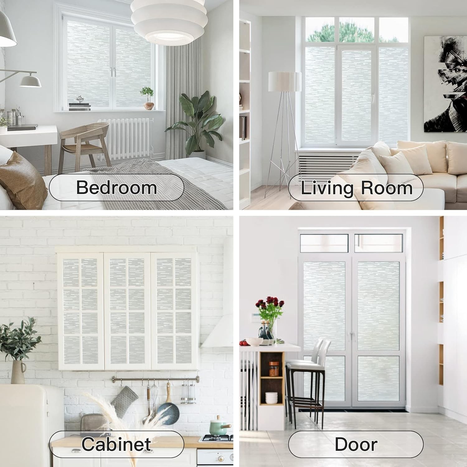Window Privacy Film, Frosted Glass Film, Sun Blocking Static Cling for Bathro…