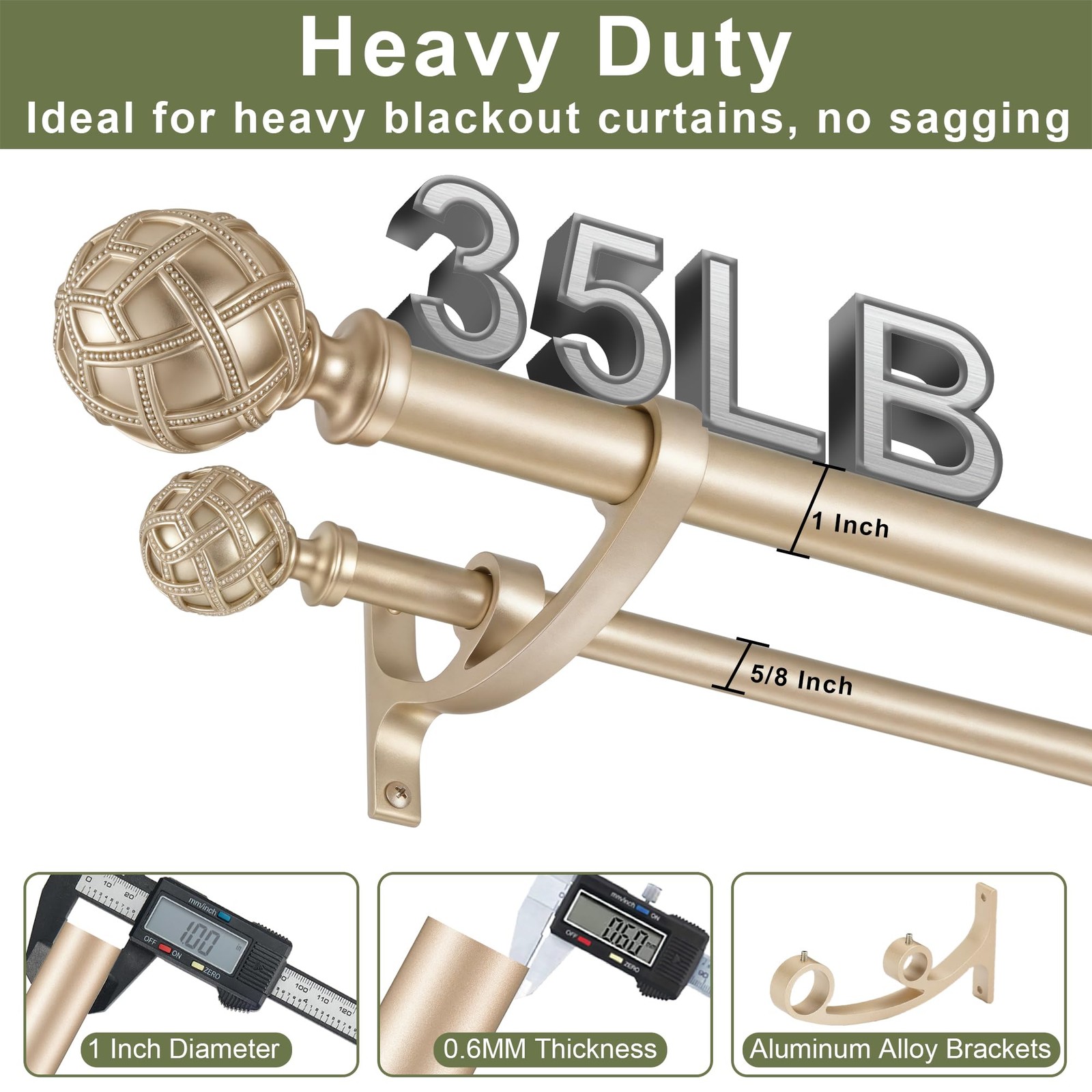 Vimayta Double Curtain Rods 36 To 72 Inches3-6Feet For Window Adjustable