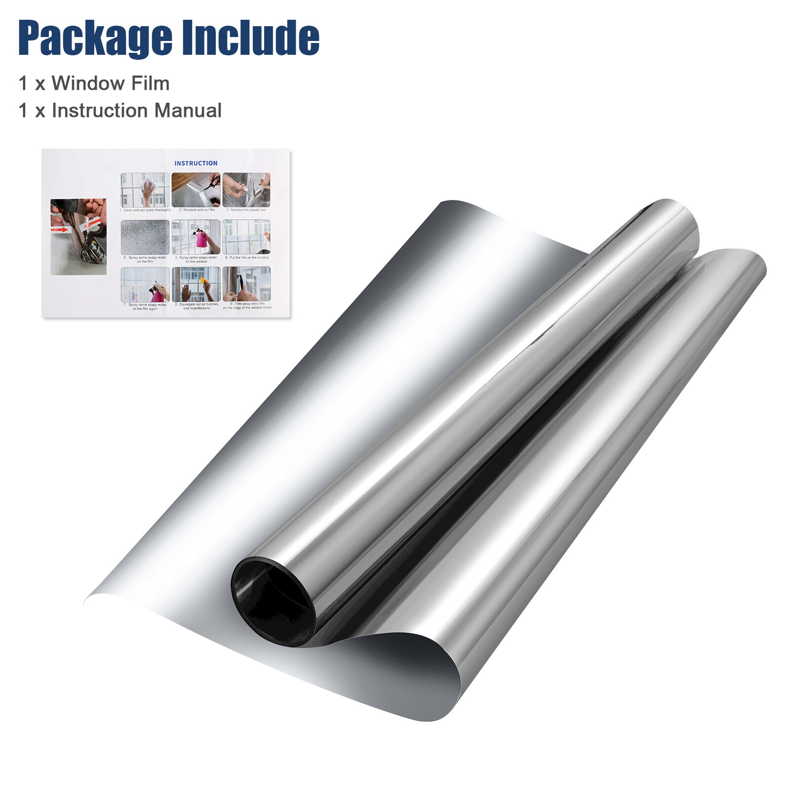 One-Way Mirror Window Film Heat UV Reflective Privacy Tint Foil for Home Office
