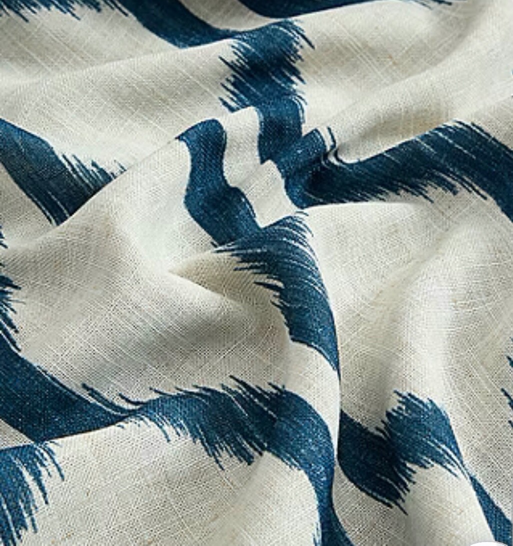 JCP ERLENE RENZO GEO IKAT GROMMET CURTAIN PANEL 50″ X 84″ INDIGO BLUE NEW