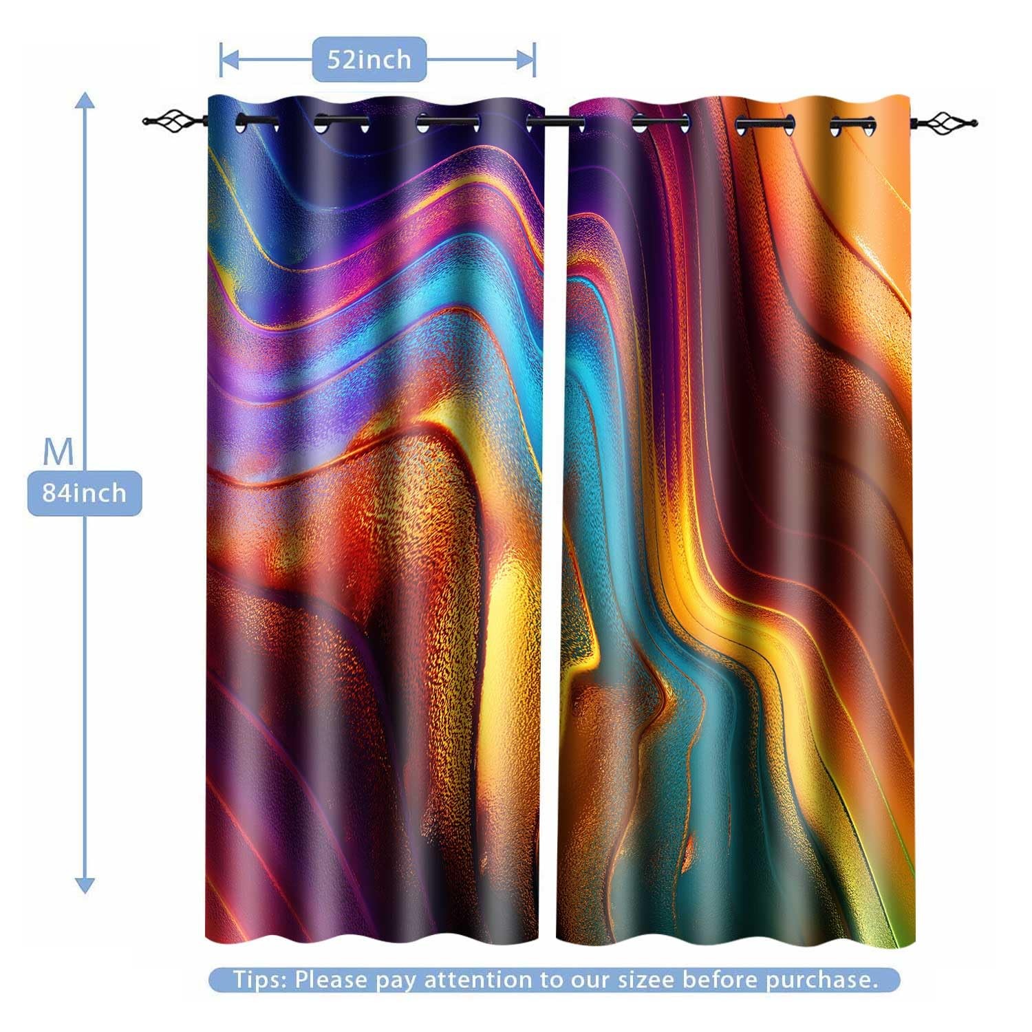 Mizsye Colourful Fluid Curtains Modern Art Theme Abstract Blackout Drapes