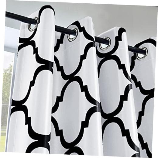 Moroccan Fashion Room Darkening 52″W x 45″L (Pack of 1) Off White/Black