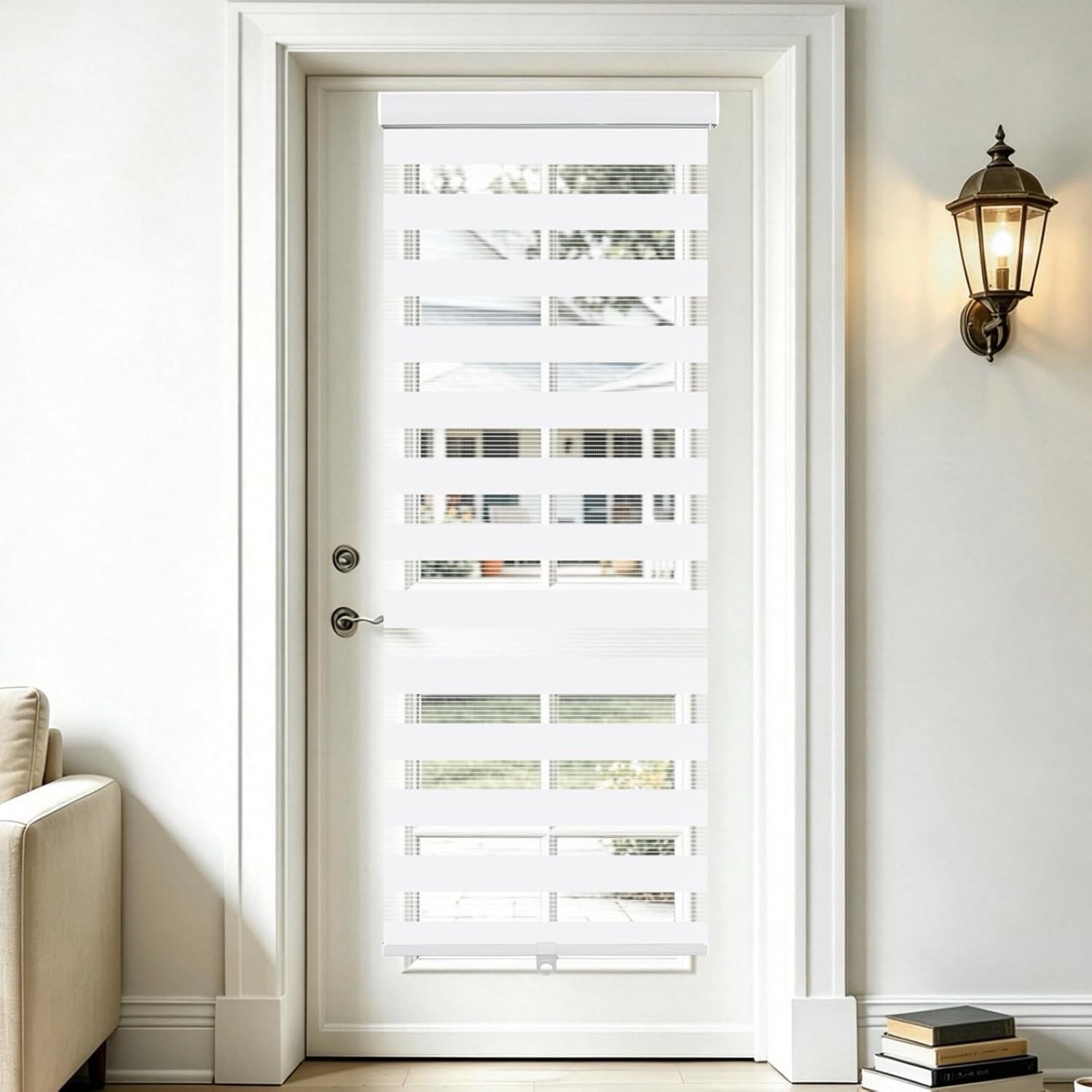 SEEYE Cordless Zebra Blinds for Window, French Door, Free-Stop 35″ W x 90″ H