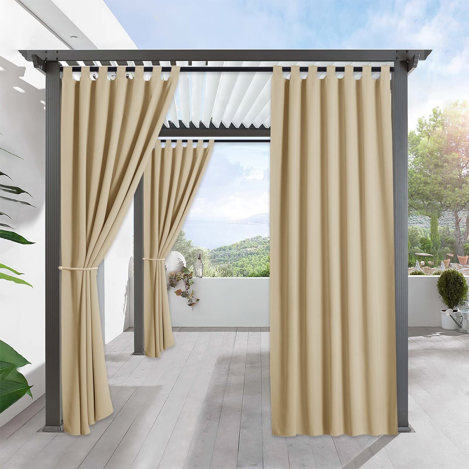 Outdoor Patio Curtains Blackout Waterproof Porch Curtains & Drapes Privacy Prote