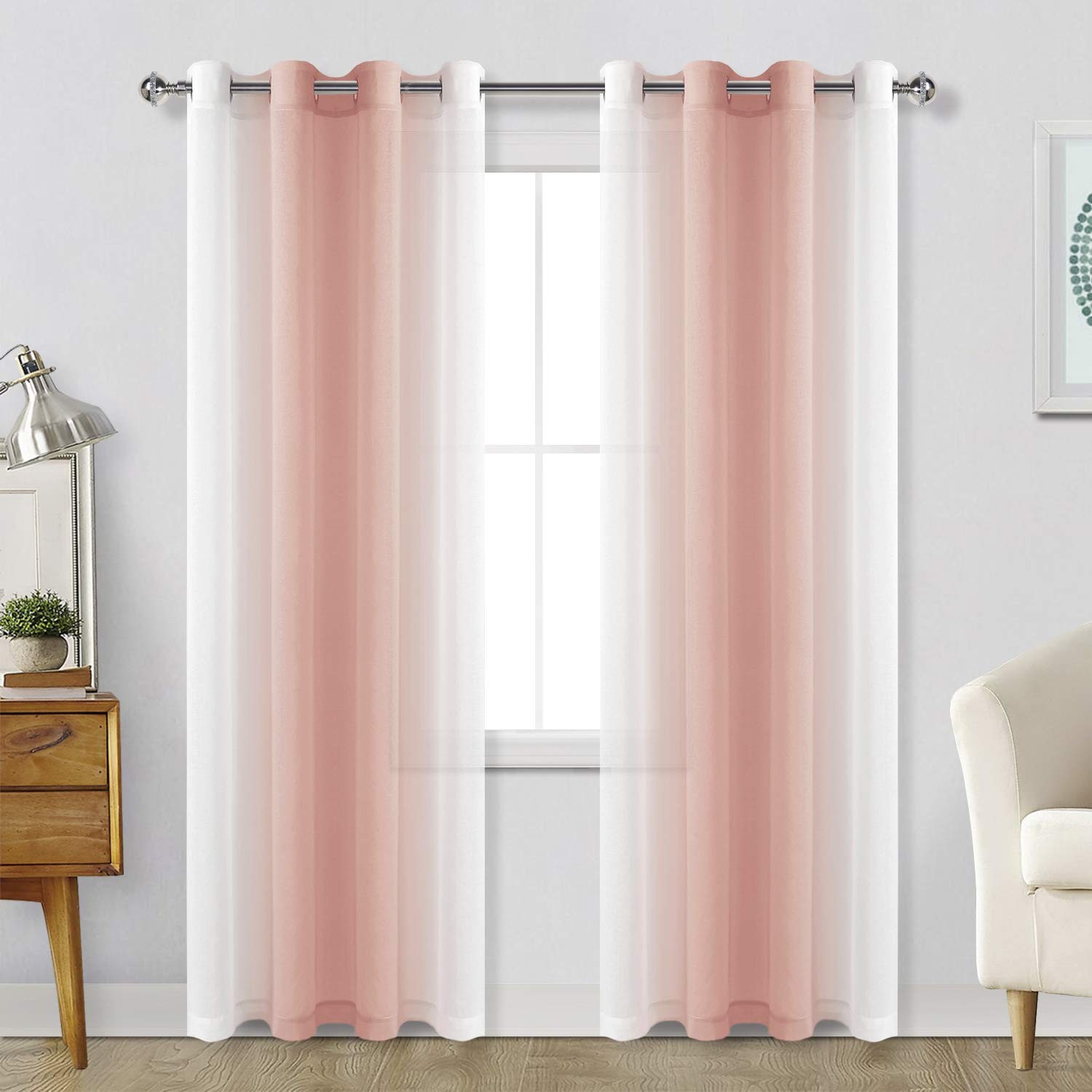 Hiasan Ombre Sheer Curtains For – Voile Grommet Window Curtains