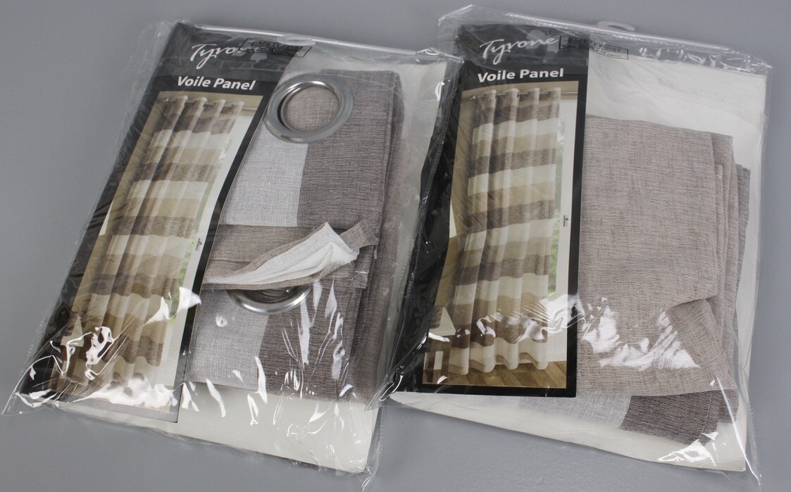 Tyrone Curtains Pair Eyelet Curtain Natural Semi Sheer 140x137cm Curtains K10-2S