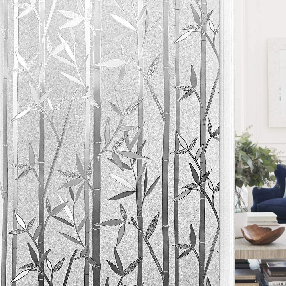 Bamboo Glass Window Film, Static Cling Window Sticker 17.7″x78.7″