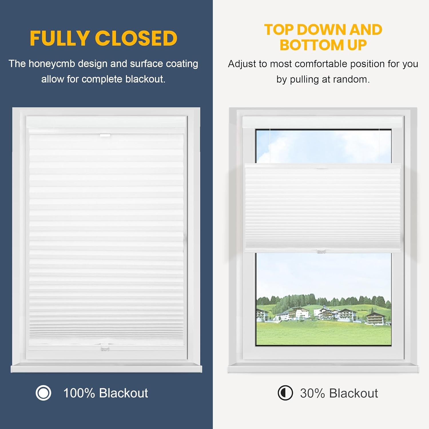 Top down Bottom up Cellular Blinds,Cellular Shades Blackout, Honeycomb Window Sh