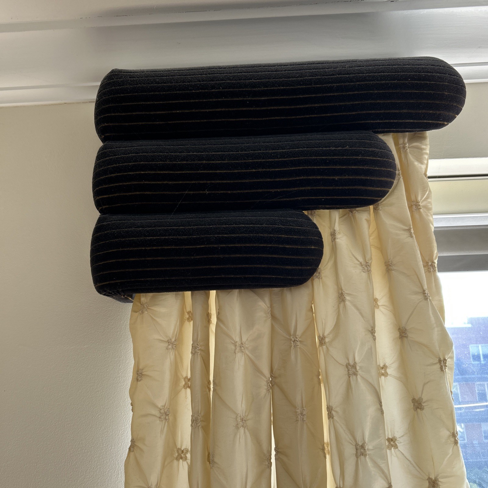 Set Of 2 Vintage Art Deco Design Custom Window Valance Cornices Black Velvet
