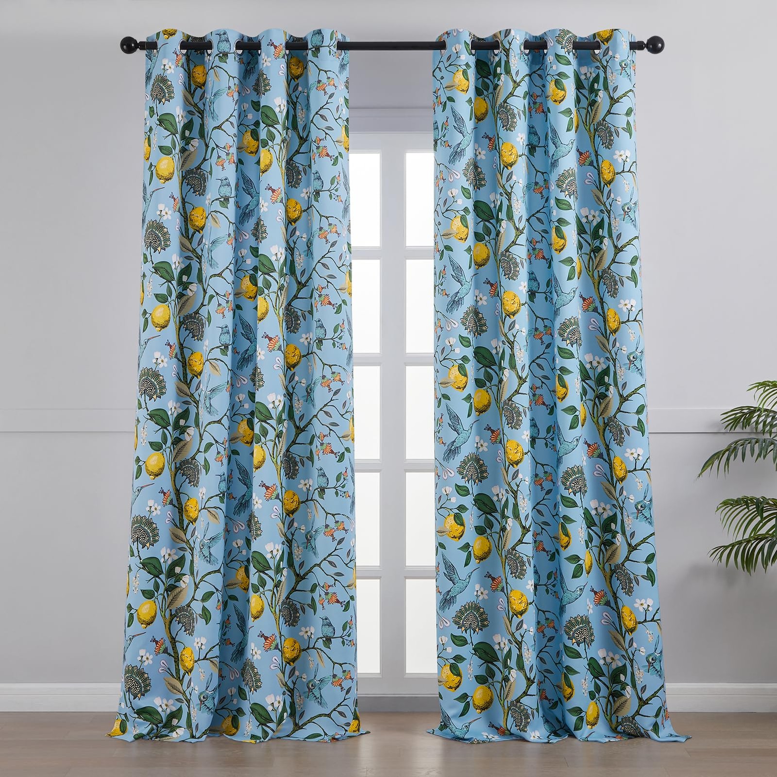 Blue and White Patterned Aesthetic Pretty Curtains 84 Inches Long 2 Panels,Gr…