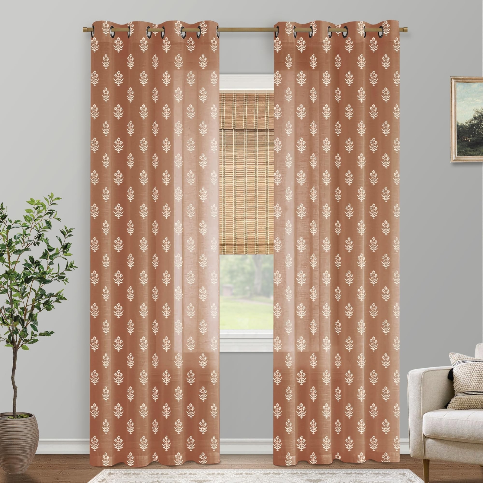 Boho Curtains 84 Inch Length 2 Panels Set for Bedroom,Vintage Floral Rustic B…