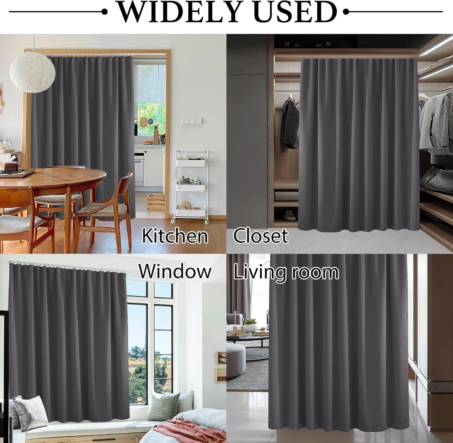 Room Divider Curtain Set with Ceiling Track Privacy Blackout Thermal Insulated