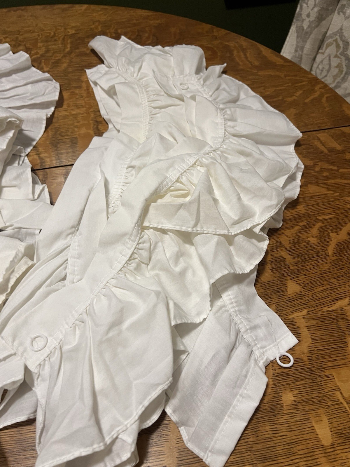4 Panels 8- tiebacks.Vintage White Priscilla Curtain Panels 100% cotton