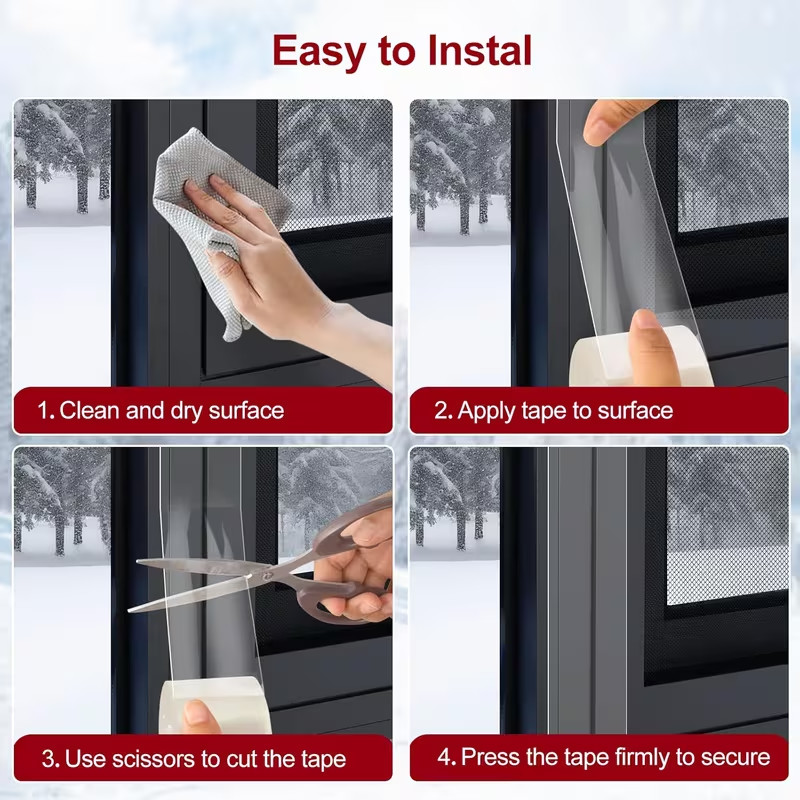 33ft Heavy Duty Transparent Window Weather Sealing Tape Airtight Insulation Tape