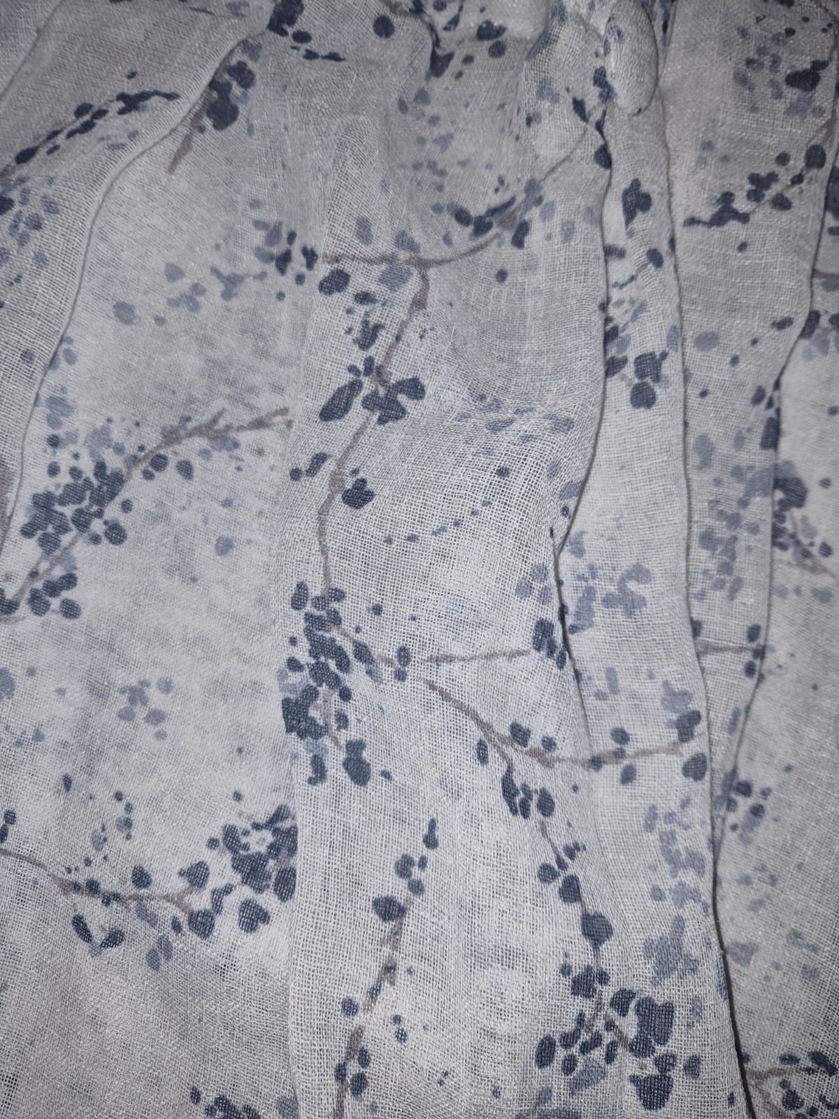 DKNY Promenade Indigo Blue Vines Sheer Curtains 32×84 Inverted Button Pleat Pair
