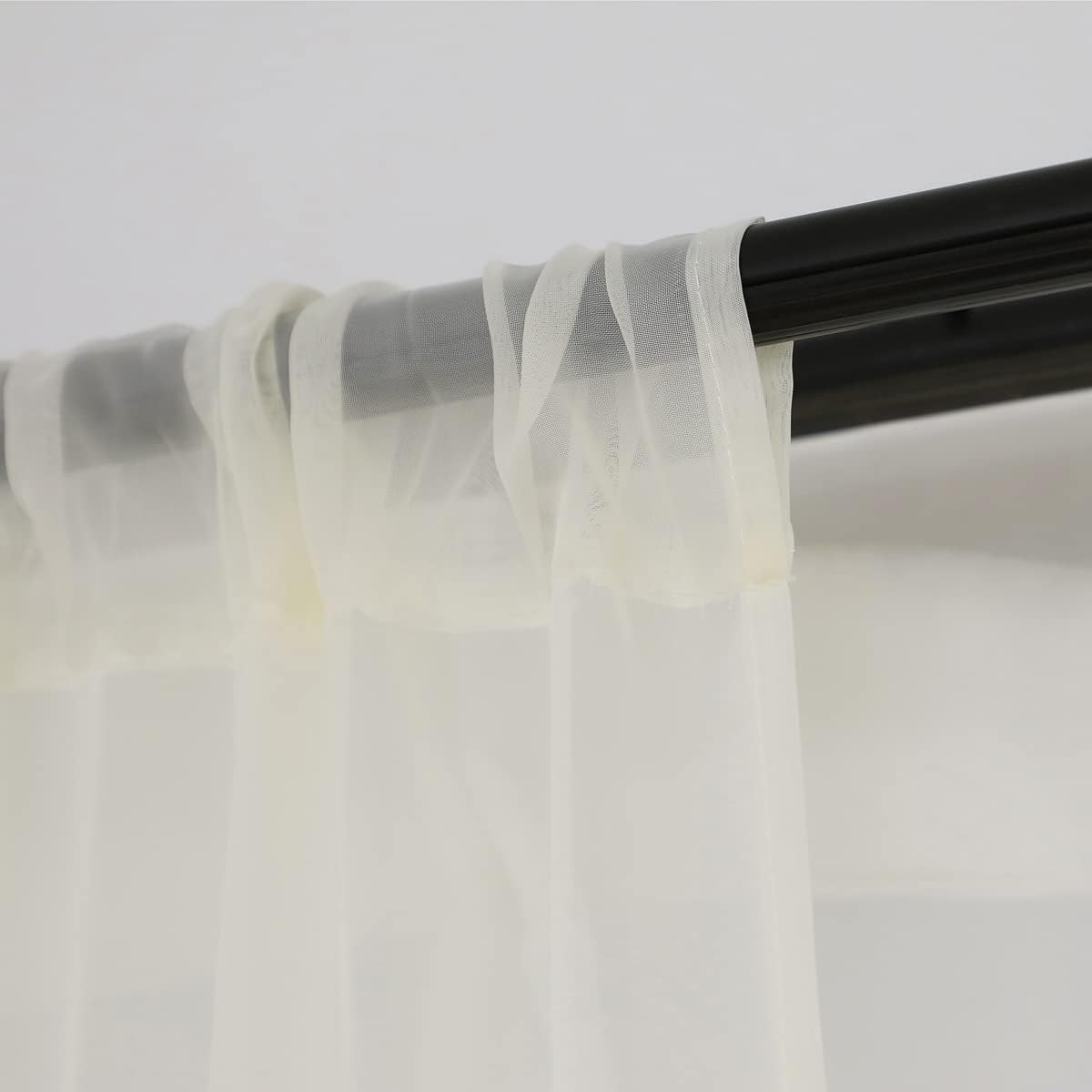 Window Sheer Beige Curtains 80 Inches Long 52 inches Width 2 Panels Sheer Curtai