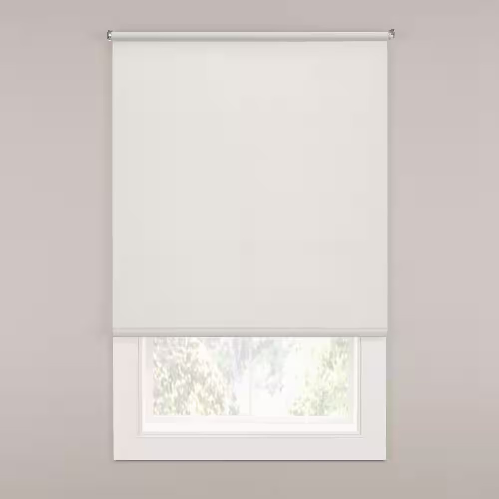 Cut to Size White Cordless Light Filtering Fabric Roller Window Shade 28 In. W X