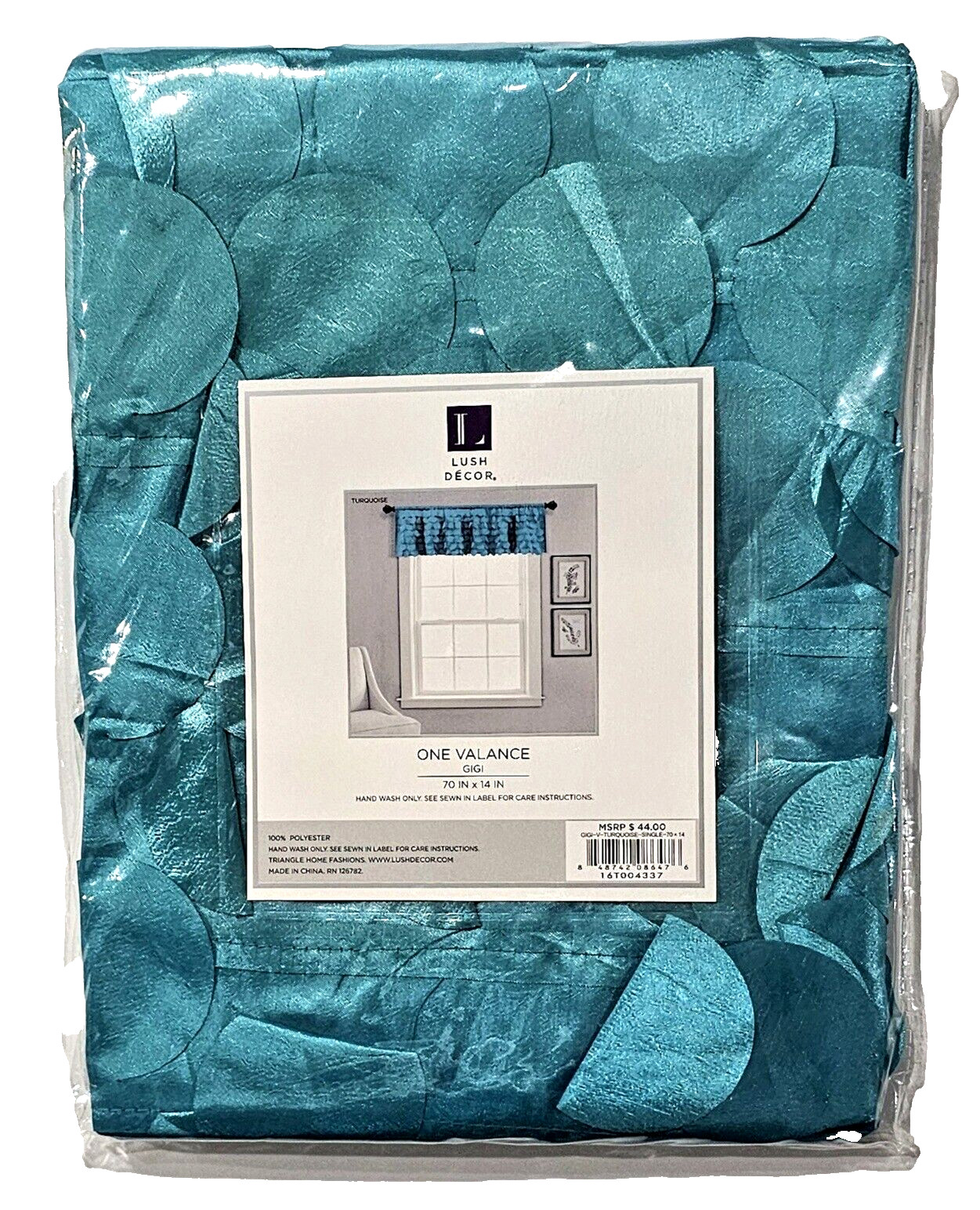 Lush Decor One Valance Gigi 70x14in Turquoise Polyester Hand Wash